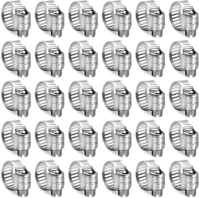 SDZONGES Hose Clamp, 30PCS Fuel Line Clamp, 3/8 inch to 5/8 inch Radiator Hose Clamps, Hose Clamps Stainless Steel(10-16mm). - Image 1